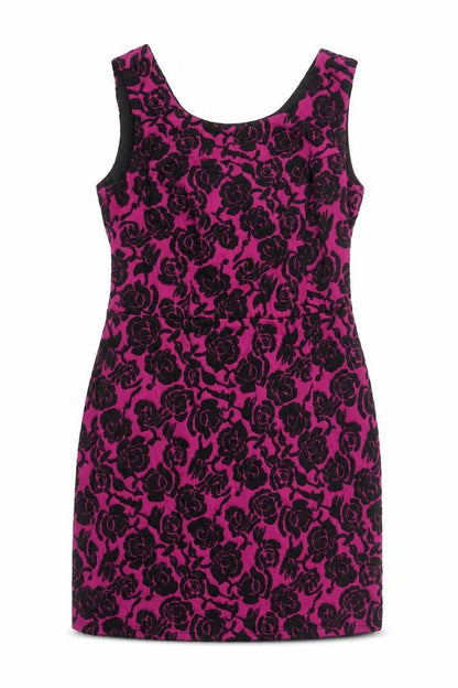 Pepperberry Womens Purple Floral Polyester Shift Size 14 Round Neck Zip