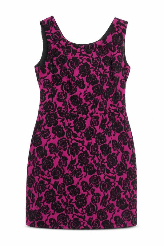 Pepperberry Womens Purple Floral Polyester Shift Size 14 Round Neck Zip