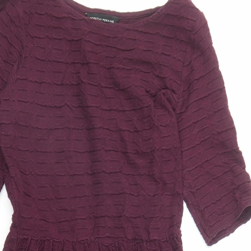 Dorothy Perkins Womens Purple Cotton Fit & Flare Size 12 Round Neck Pullover
