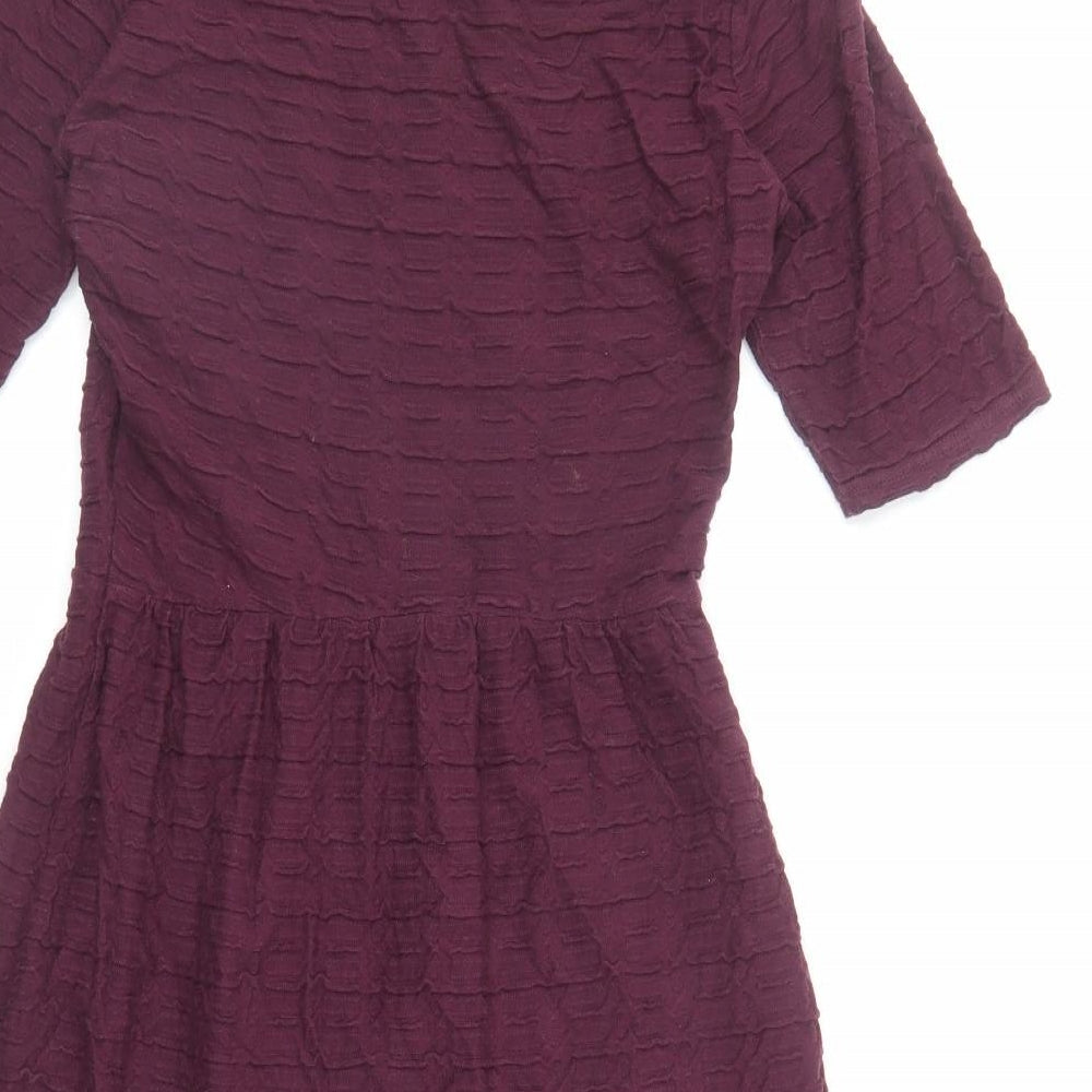 Dorothy Perkins Womens Purple Cotton Fit & Flare Size 12 Round Neck Pullover