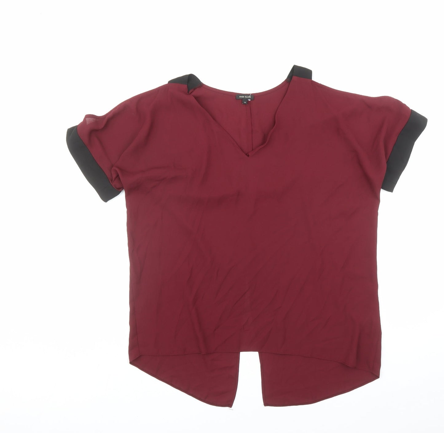Womens UK Size 14 River Island Red Basic Blouse