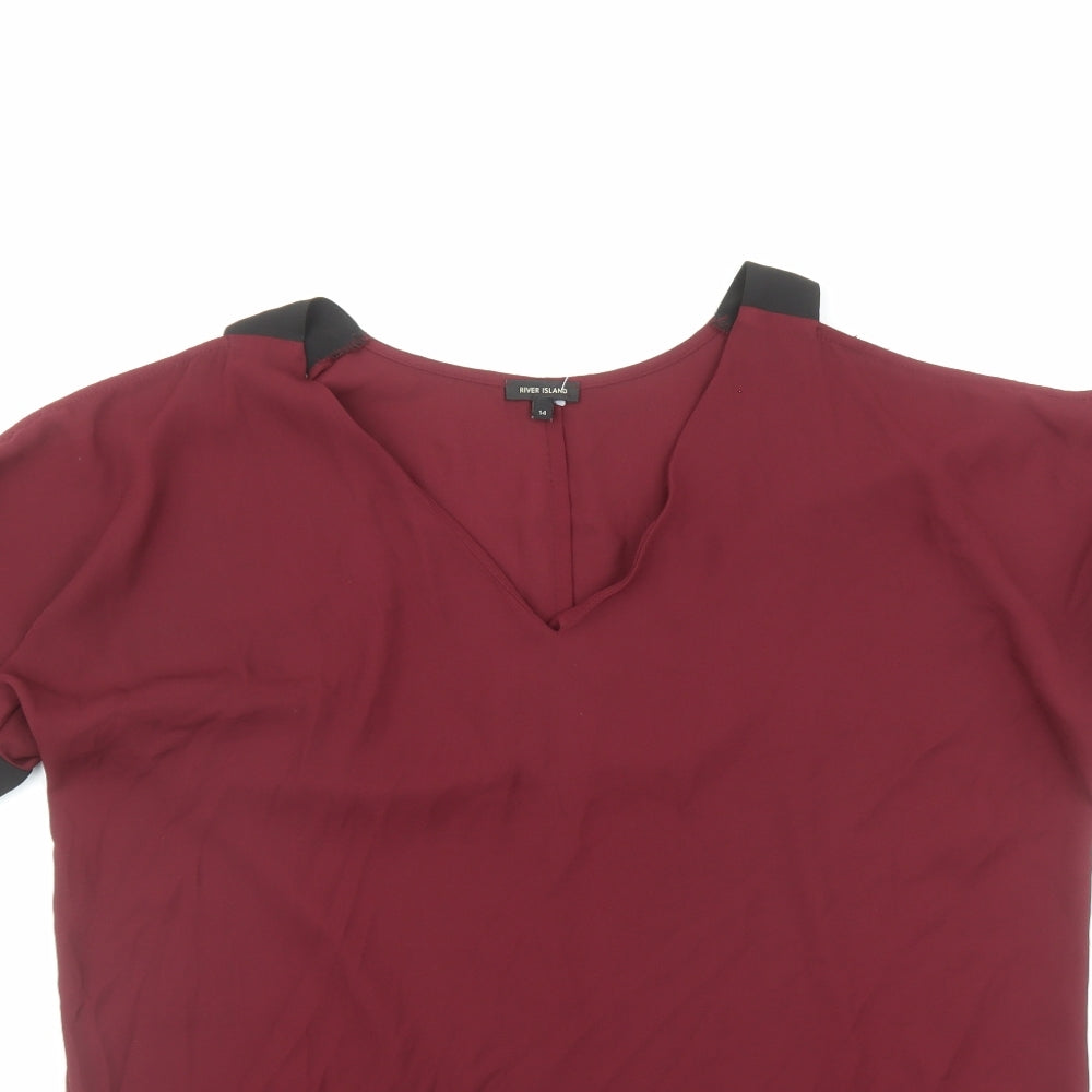 Womens UK Size 14 River Island Red Basic Blouse