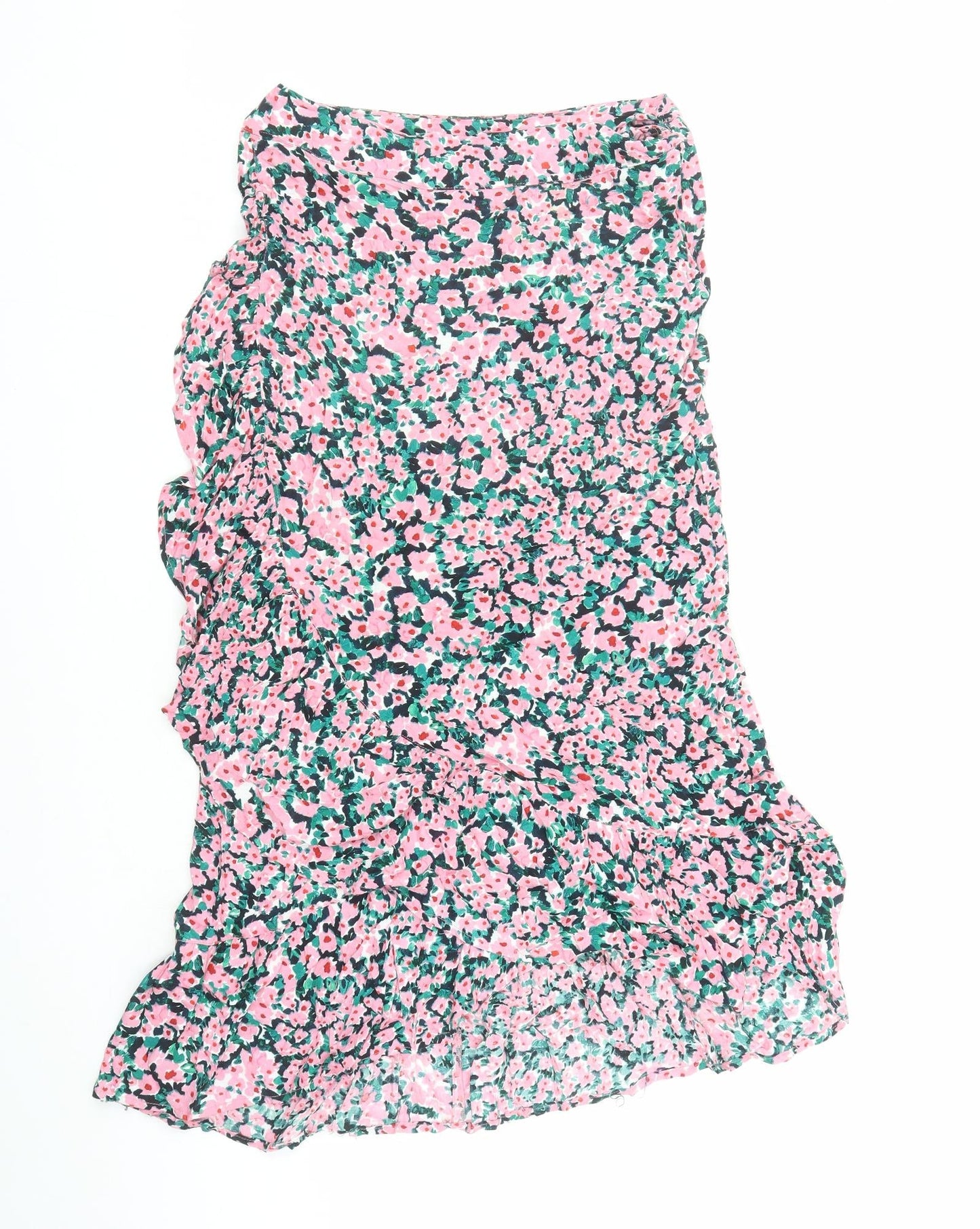 Dorothy Perkins Womens Pink Floral Polyester Wrap Skirt Size 10 Tie