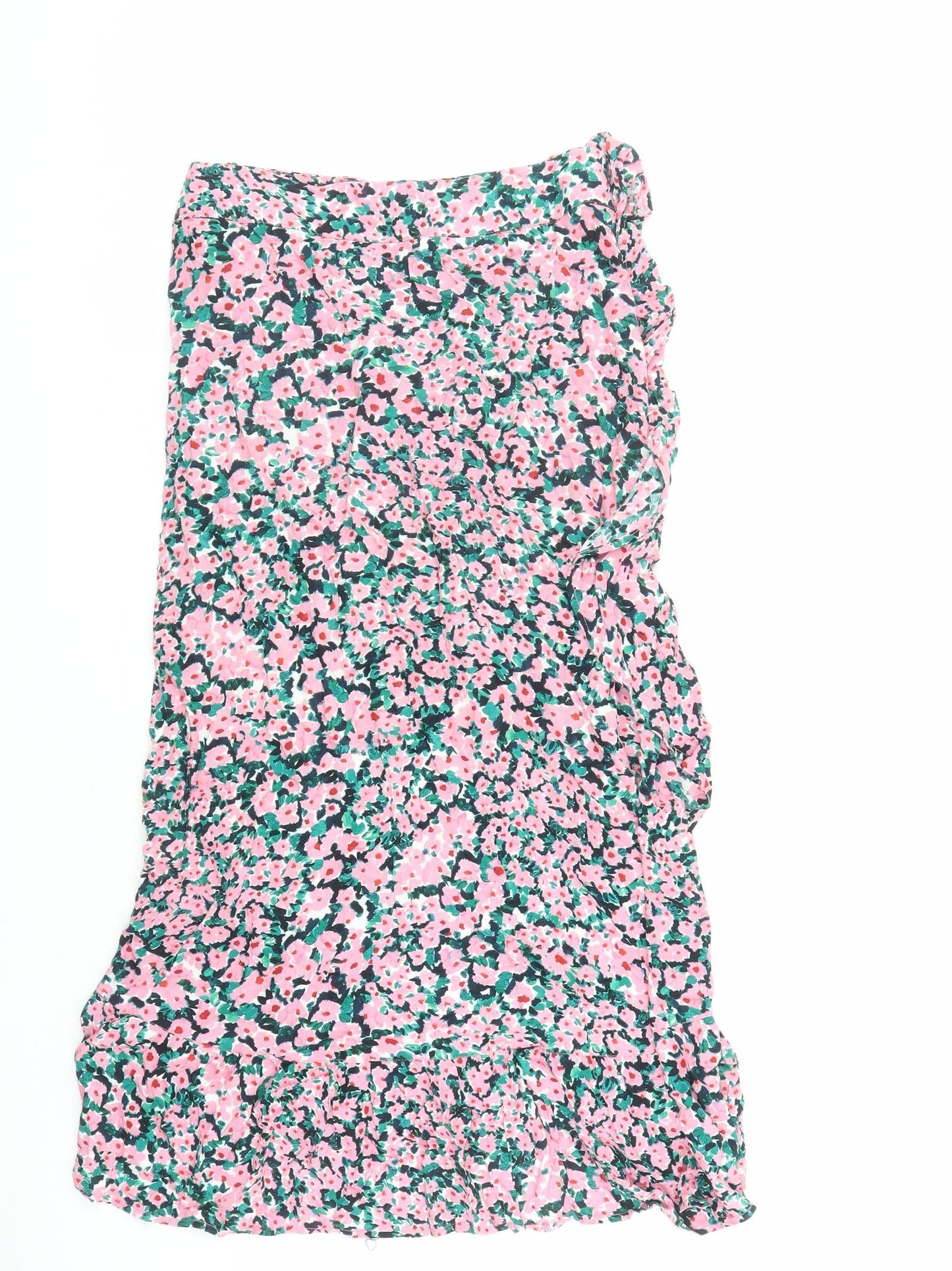 Dorothy Perkins Womens Pink Floral Polyester Wrap Skirt Size 10 Tie
