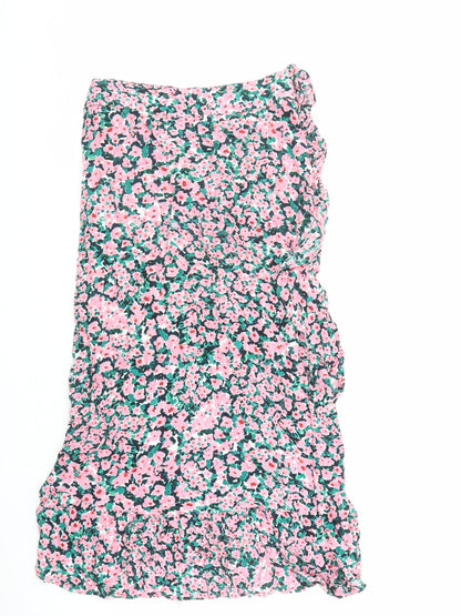Dorothy Perkins Womens Pink Floral Polyester Wrap Skirt Size 10 Tie