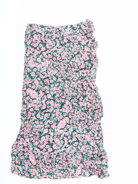 Dorothy Perkins Womens Pink Floral Polyester Wrap Skirt Size 10 Tie