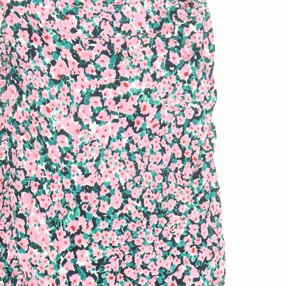 Dorothy Perkins Womens Pink Floral Polyester Wrap Skirt Size 10 Tie