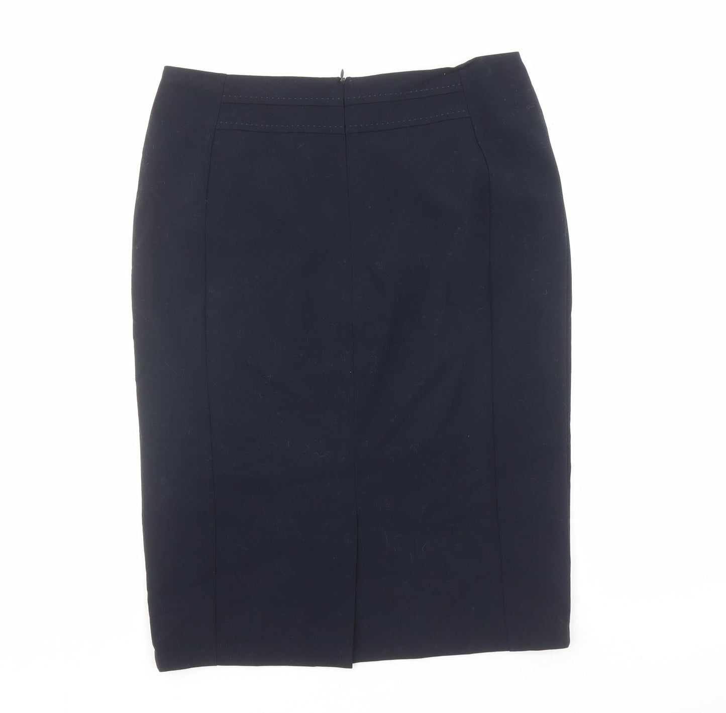 Marks and Spencer Womens Black Polyester A-Line Skirt Size 10 Zip