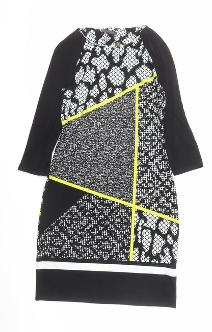 Marks and Spencer Womens Multicoloured Geometric Polyester A-Line Size 8 Round Neck Pullover