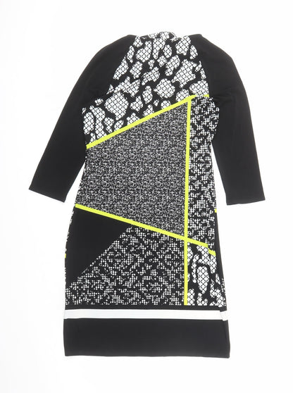 Marks and Spencer Womens Multicoloured Geometric Polyester A-Line Size 8 Round Neck Pullover