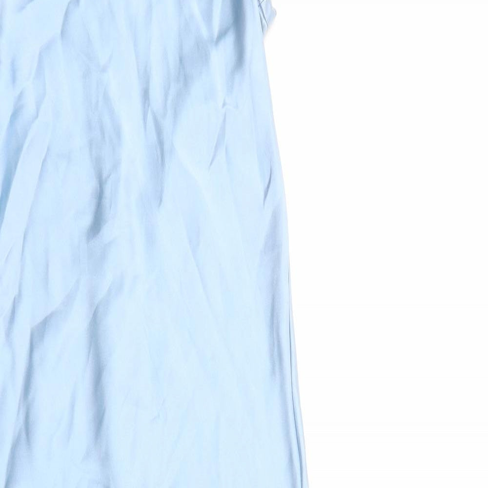 Zara Womens Blue Polyester A-Line Size S Round Neck Zip