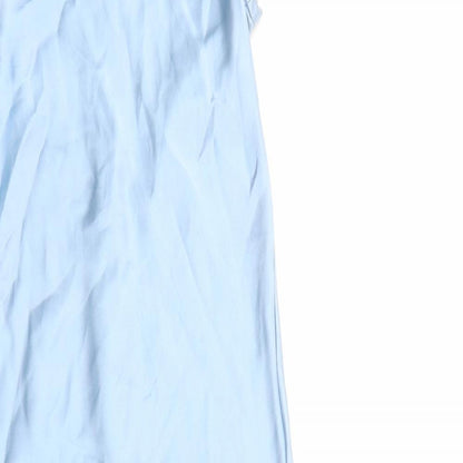 Zara Womens Blue Polyester A-Line Size S Round Neck Zip