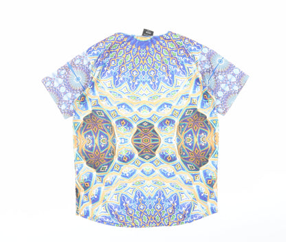 Cuckoo Womens Multicoloured Geometric Polyester Basic T-Shirt Size M Round Neck