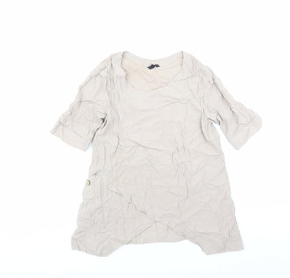 Floryday Womens Beige Polyester Basic Blouse Size S Round Neck