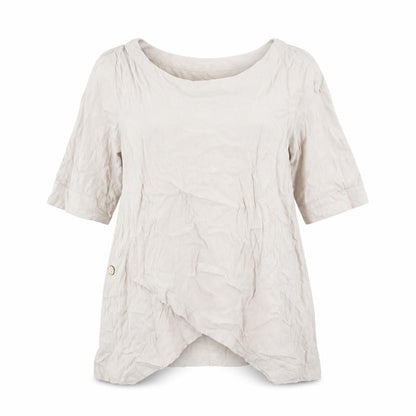Floryday Womens Beige Polyester Basic Blouse Size S Round Neck