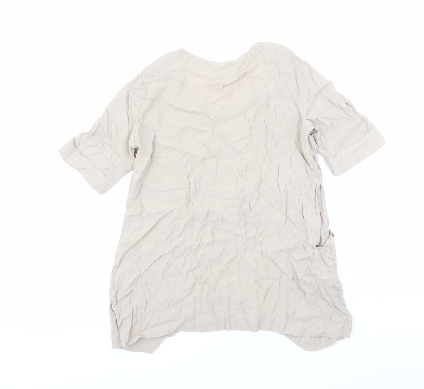 Floryday Womens Beige Polyester Basic Blouse Size S Round Neck