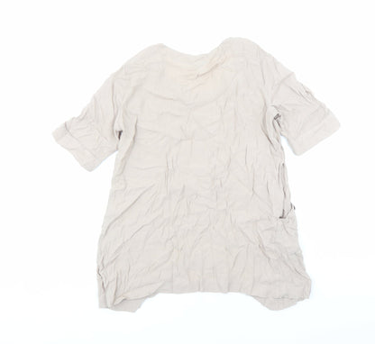 Floryday Womens Beige Polyester Basic Blouse Size S Round Neck