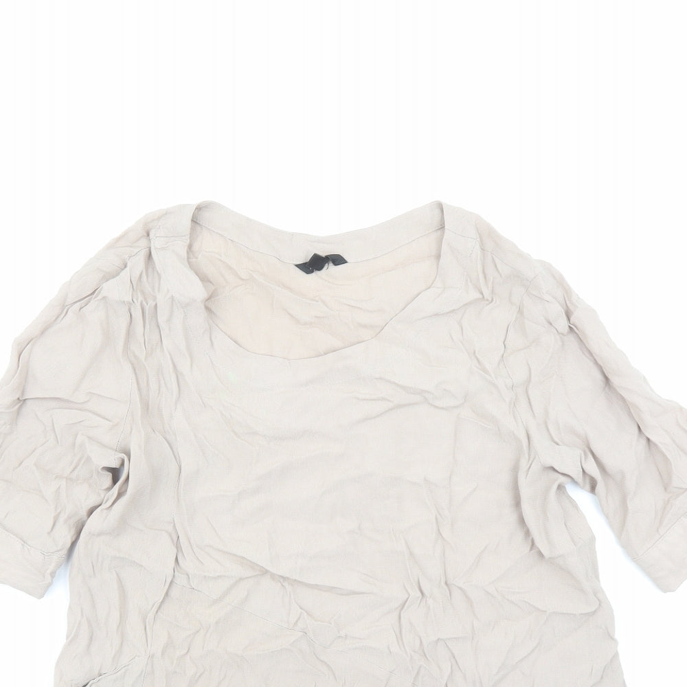 Floryday Womens Beige Polyester Basic Blouse Size S Round Neck