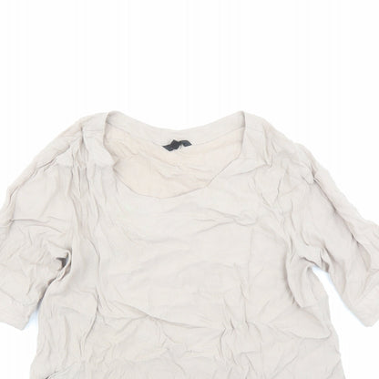 Floryday Womens Beige Polyester Basic Blouse Size S Round Neck
