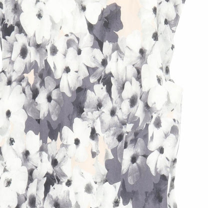 Oasis Womens Grey Floral Silk A-Line Size 10 Round Neck Pullover