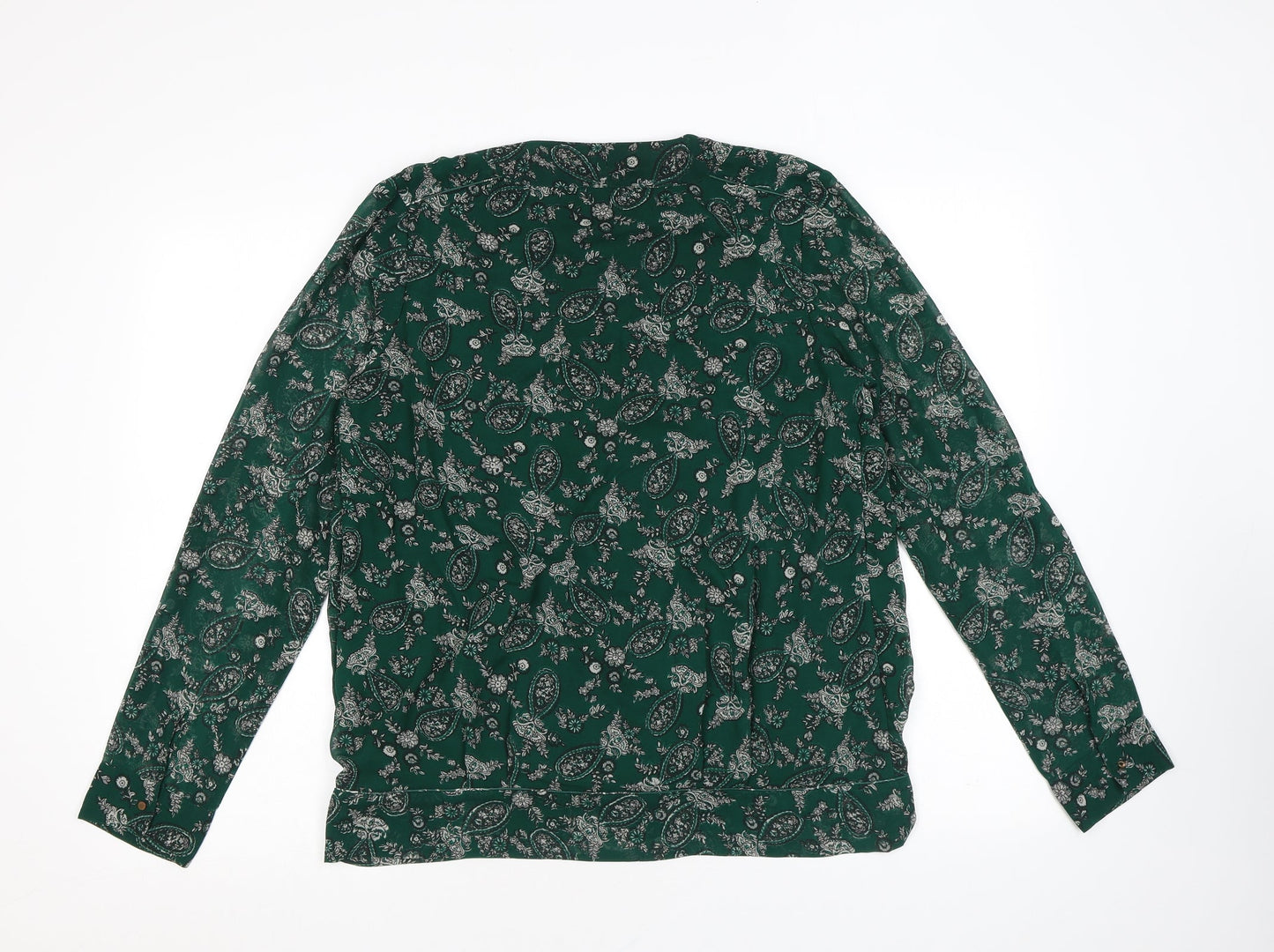 Amichi Womens Green Paisley Polyester Wrap Blouse Size M V-Neck