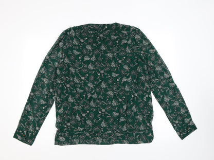 Amichi Womens Green Paisley Polyester Wrap Blouse Size M V-Neck