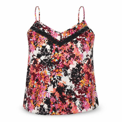 Front view of Miss Selfridge women’s multicoloured floral polyamide camisole blouse, size UK 12, v-neck - lace detail