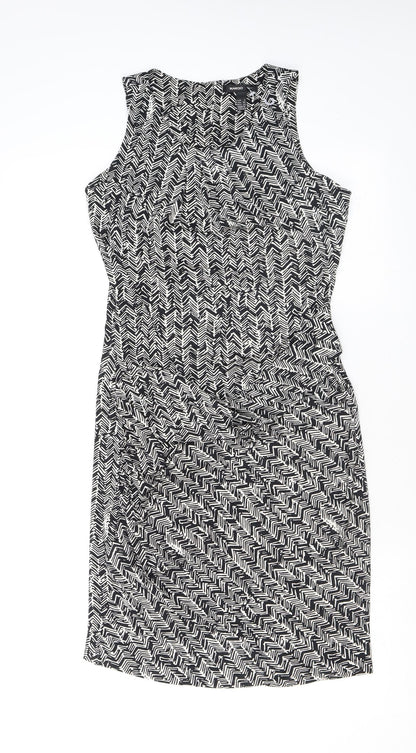 Mango Womens Black Geometric Polyester Shift Size S Scoop Neck Pullover