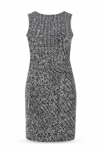 Mango Womens Black Geometric Polyester Shift Size S Scoop Neck Pullover