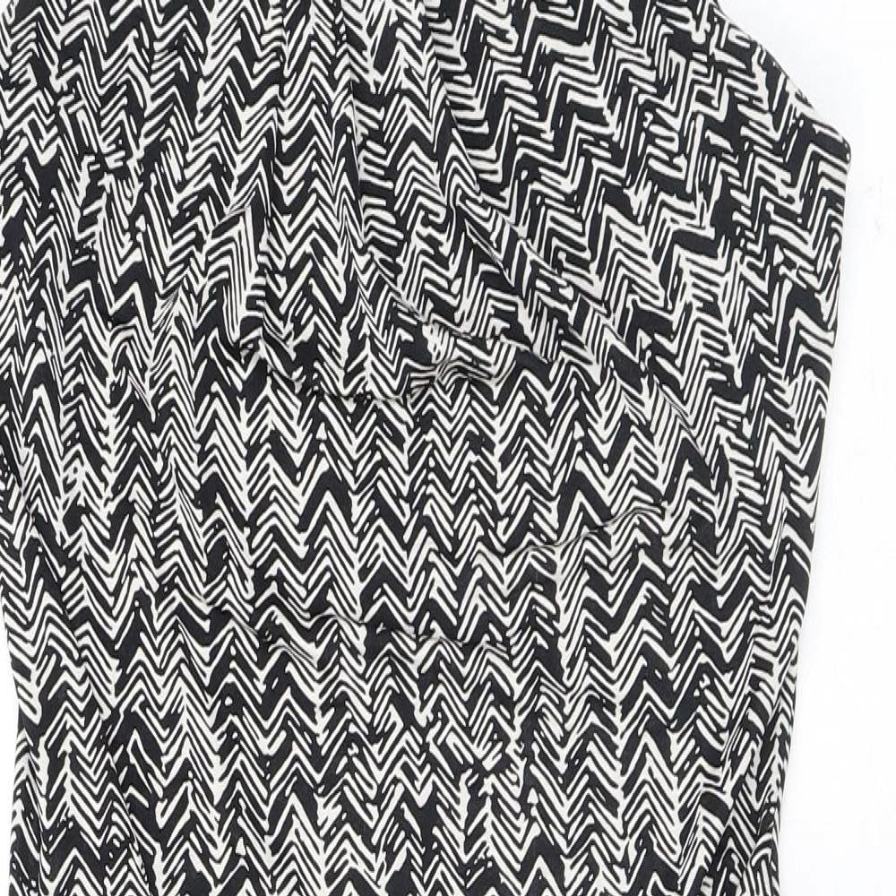 Mango Womens Black Geometric Polyester Shift Size S Scoop Neck Pullover