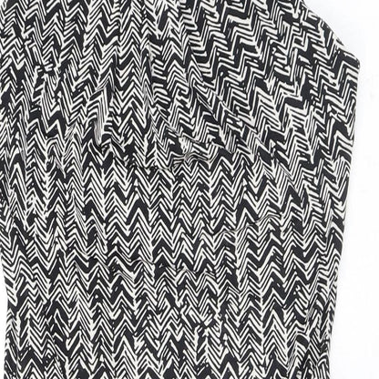 Mango Womens Black Geometric Polyester Shift Size S Scoop Neck Pullover