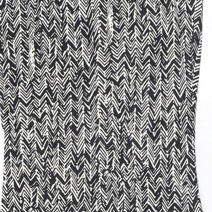 Mango Womens Black Geometric Polyester Shift Size S Scoop Neck Pullover