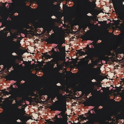 Style Therapy Womens Black Floral Polyester Kimono Blouse Size M V-Neck - Flared Sleeve