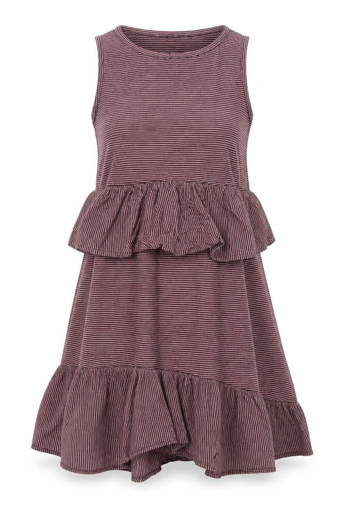 Zara Womens Pink Striped Cotton A-Line Size S Round Neck - Ruffle