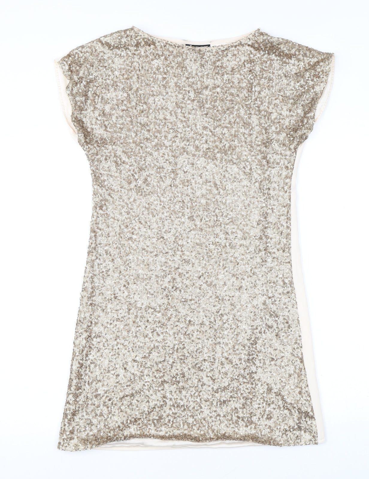 Warehouse Womens Pink Polyester T-Shirt Dress Size 8 Boat Neck Pullover - Sequins