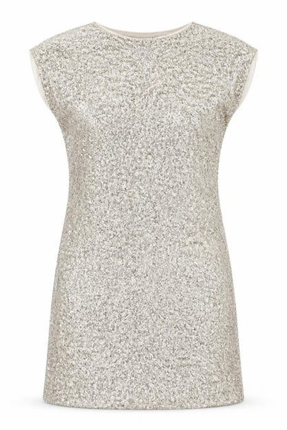 Warehouse Womens Pink Polyester T-Shirt Dress Size 8 Boat Neck Pullover - Sequins