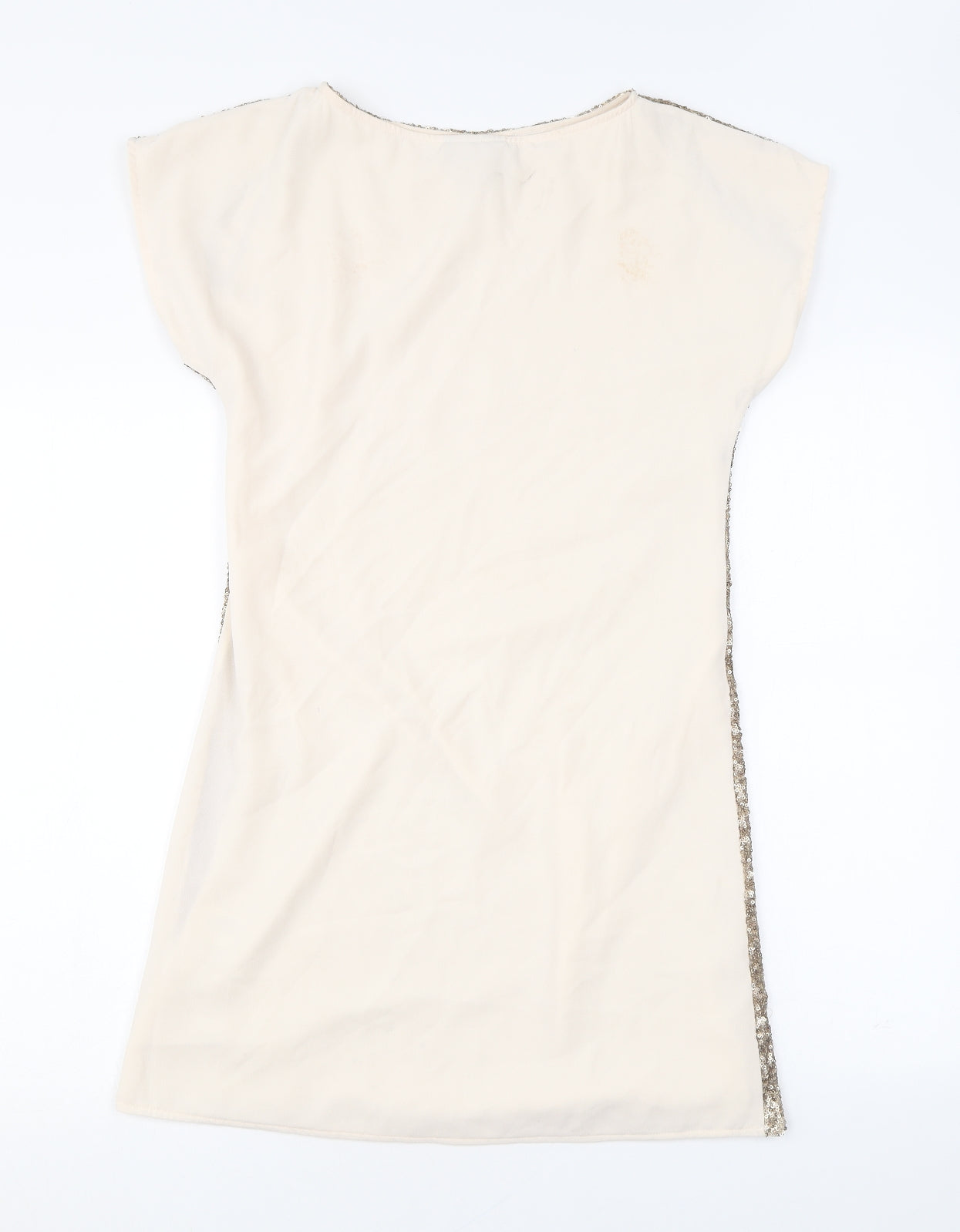 Warehouse Womens Pink Polyester T-Shirt Dress Size 8 Boat Neck Pullover - Sequins