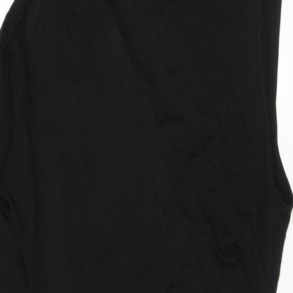Zara Womens Black Viscose Bodycon Size L Mock Neck Snap - One shoulder