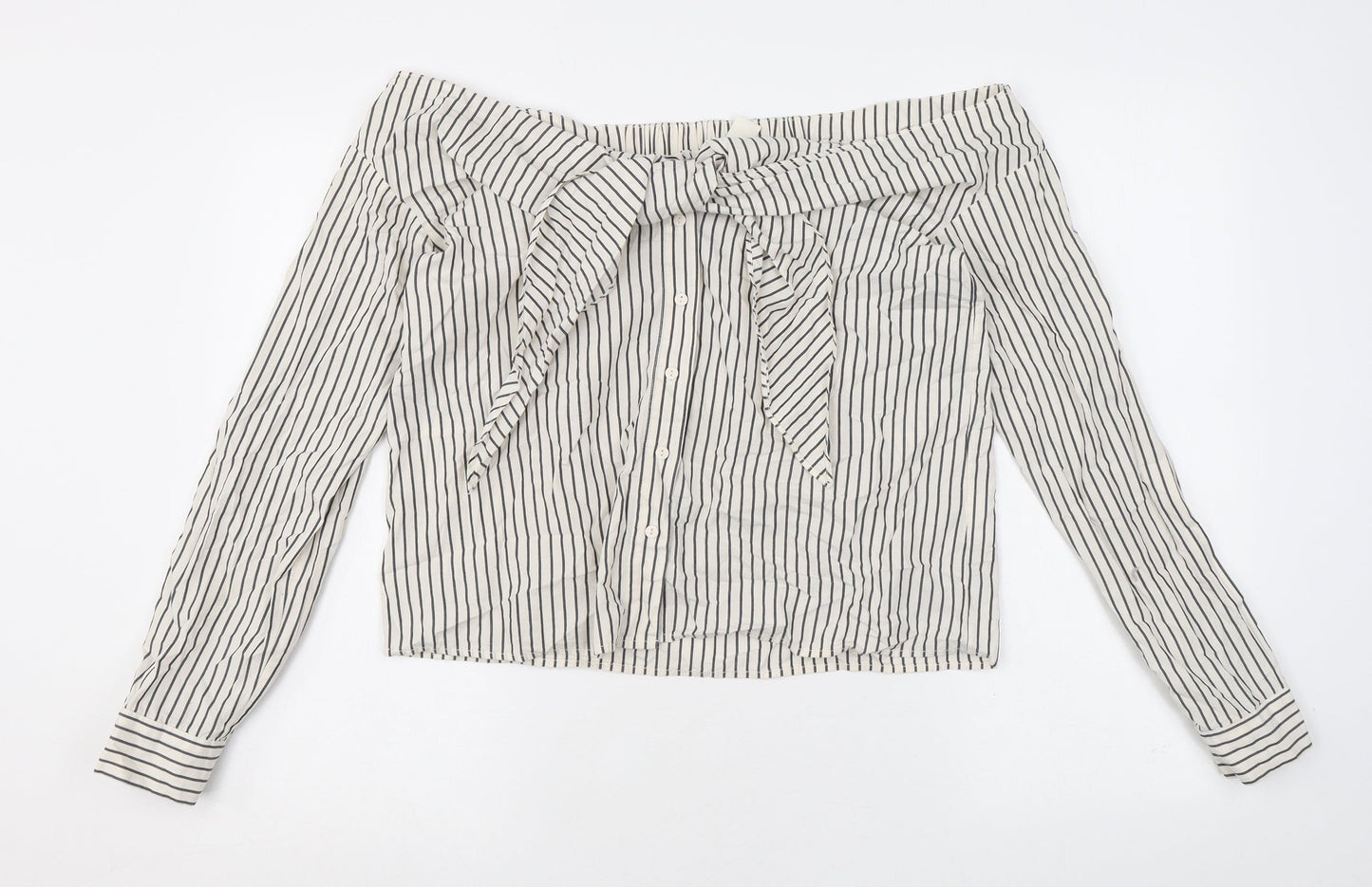 Womens UK Size 10 H&M Ivory Basic Button-Up