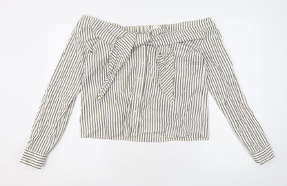 Womens UK Size 10 H&M Ivory Basic Button-Up