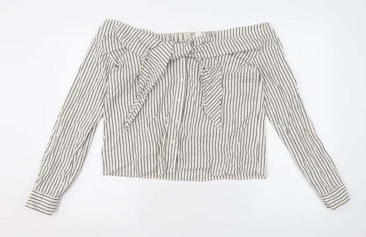 Womens UK Size 10 H&M Ivory Basic Button-Up