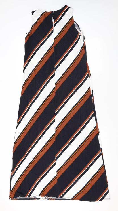 Wallis Womens Multicoloured Striped Viscose Maxi Size 12 Round Neck Pullover