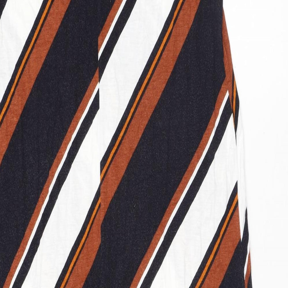 Wallis Womens Multicoloured Striped Viscose Maxi Size 12 Round Neck Pullover
