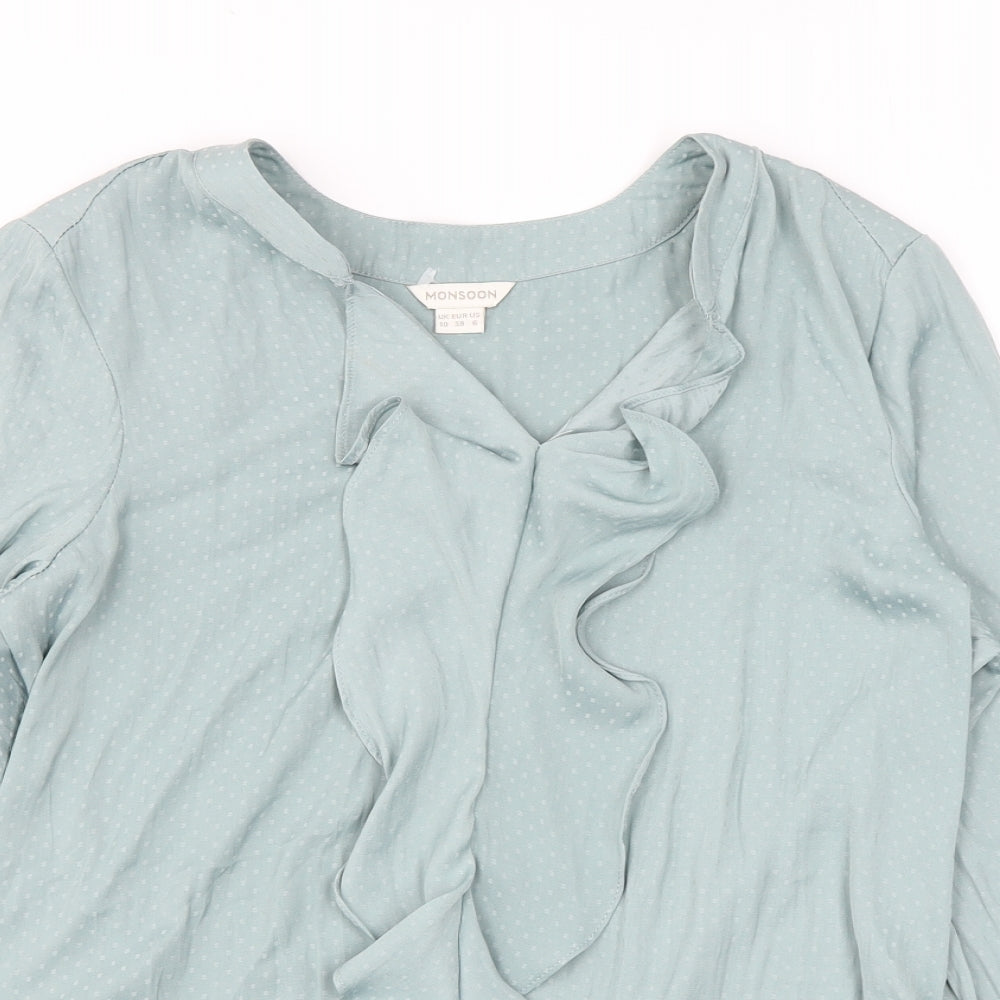 Womens UK Size 10 Monsoon Blue Basic Blouse