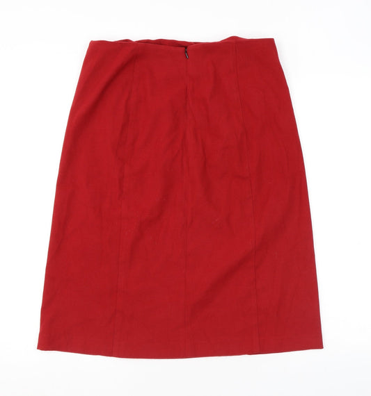 AMARANTO Womens Red Polyester A-Line Skirt Size 14 Zip - Pockets
