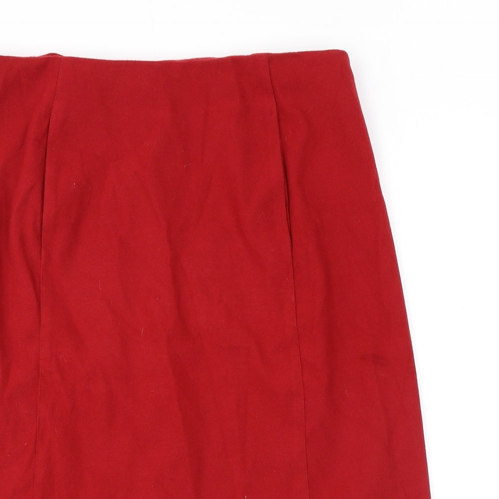 AMARANTO Womens Red Polyester A-Line Skirt Size 14 Zip - Pockets