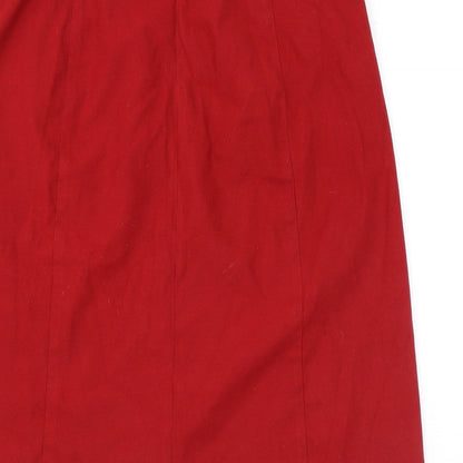 AMARANTO Womens Red Polyester A-Line Skirt Size 14 Zip - Pockets