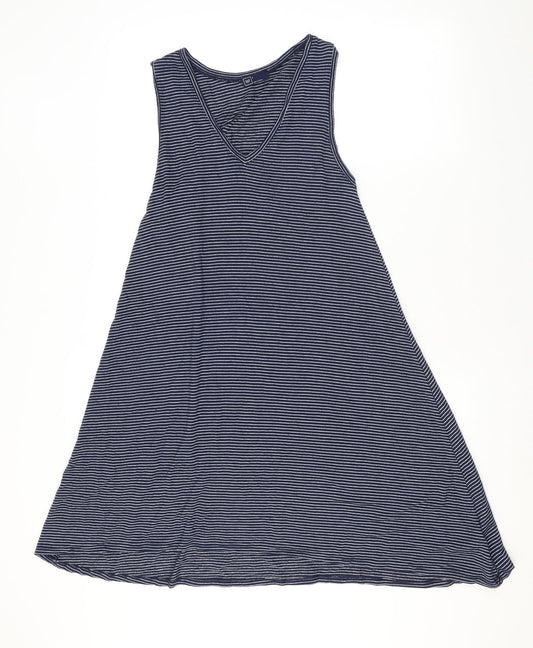 Gap Womens Blue Striped Rayon Tank Dress Size S V-Neck Pullover