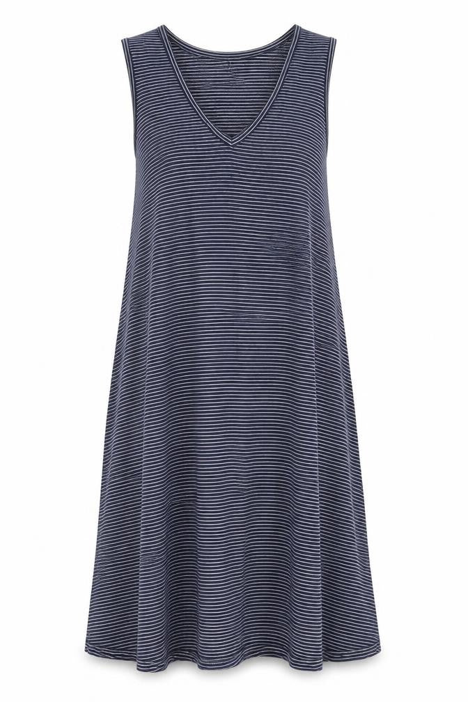 Gap Womens Blue Striped Rayon Tank Dress Size S V-Neck Pullover