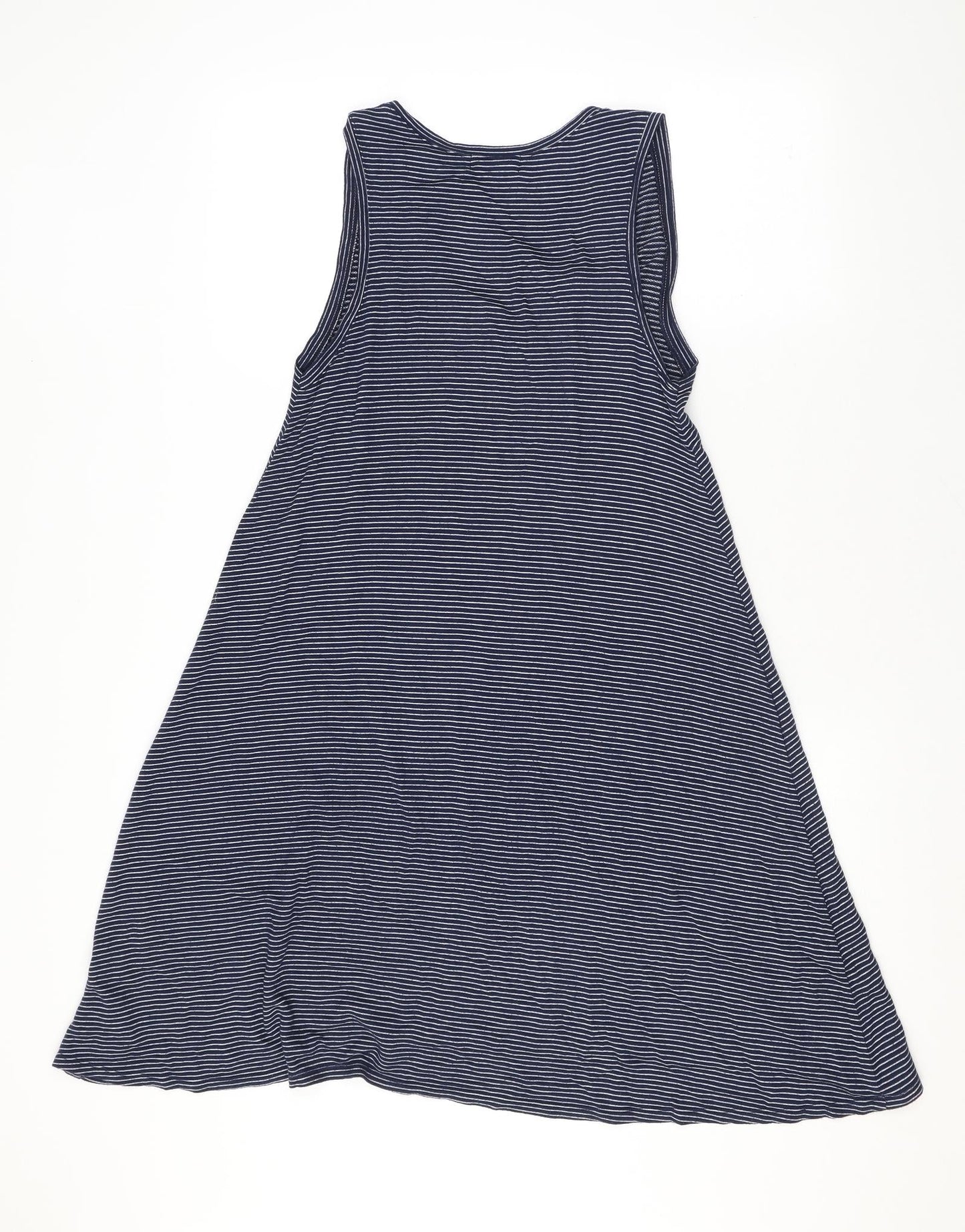 Gap Womens Blue Striped Rayon Tank Dress Size S V-Neck Pullover